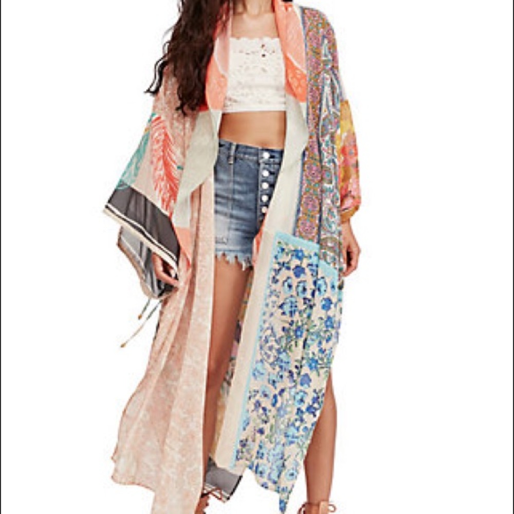 Free People Vibrant Patchwork Kimono